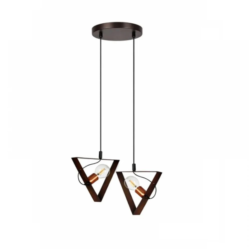 NG Lighting Κρεμαστό Φωτιστικό Οροφής Χειροποίητο Μεταλλικό Καφέ/Σκουριά Δίφωτο Ε27 30x70cm 2024358